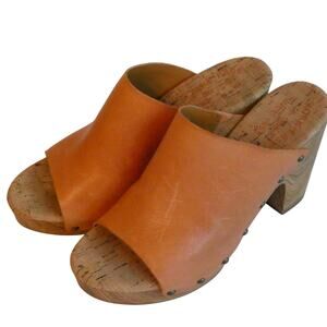Kork Ease Danika Orange Papaya Studded Platform Heel Wedge Clog Women's 9